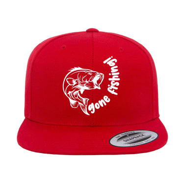 Gone Fishing Embroidered Flat Bill Cap